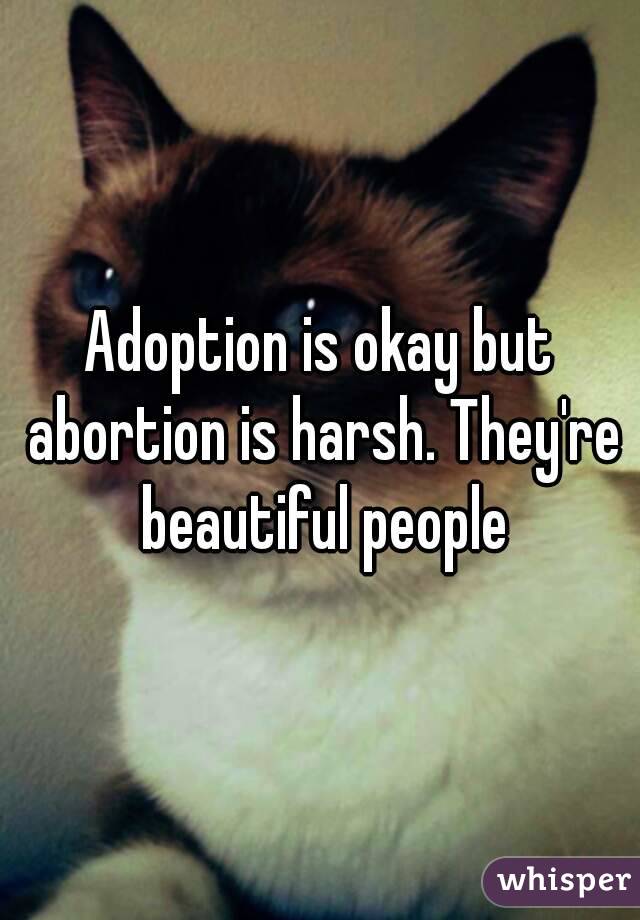 Adoption is okay but abortion is harsh. They're beautiful people