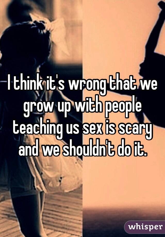 I think it's wrong that we grow up with people teaching us sex is scary and we shouldn't do it. 