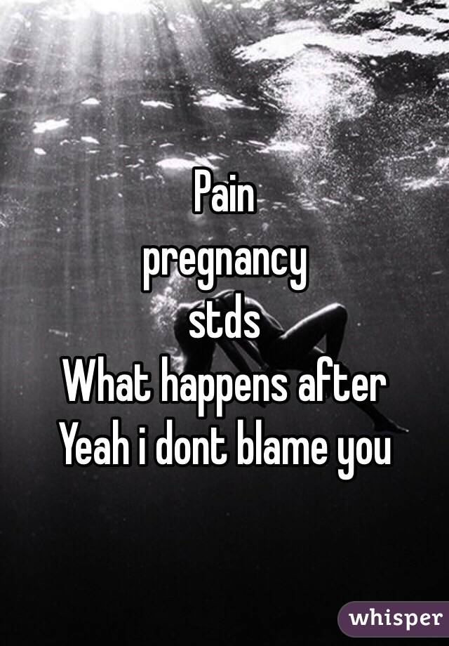 Pain 
pregnancy 
stds  
What happens after
Yeah i dont blame you