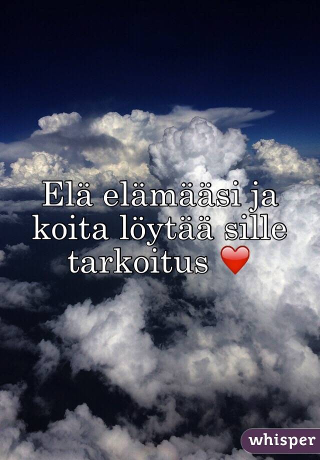 Elä elämääsi ja koita löytää sille tarkoitus ❤️