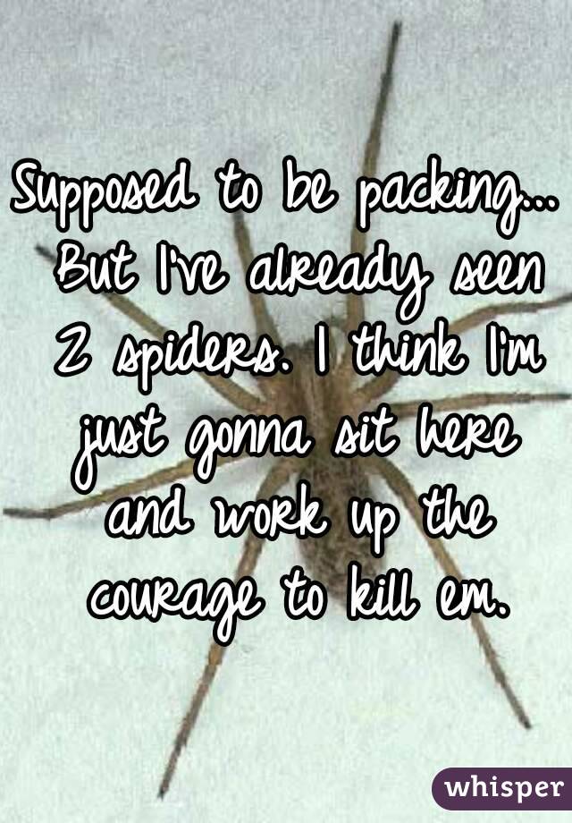 Supposed to be packing... But I've already seen 2 spiders. I think I'm just gonna sit here and work up the courage to kill em.