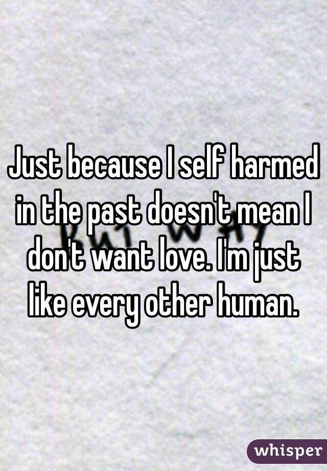 Just because I self harmed in the past doesn't mean I don't want love. I'm just like every other human. 
