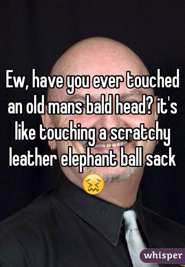 Ew, have you ever touched an old mans bald head? it's like touching a scratchy leather elephant ball sack 
😖