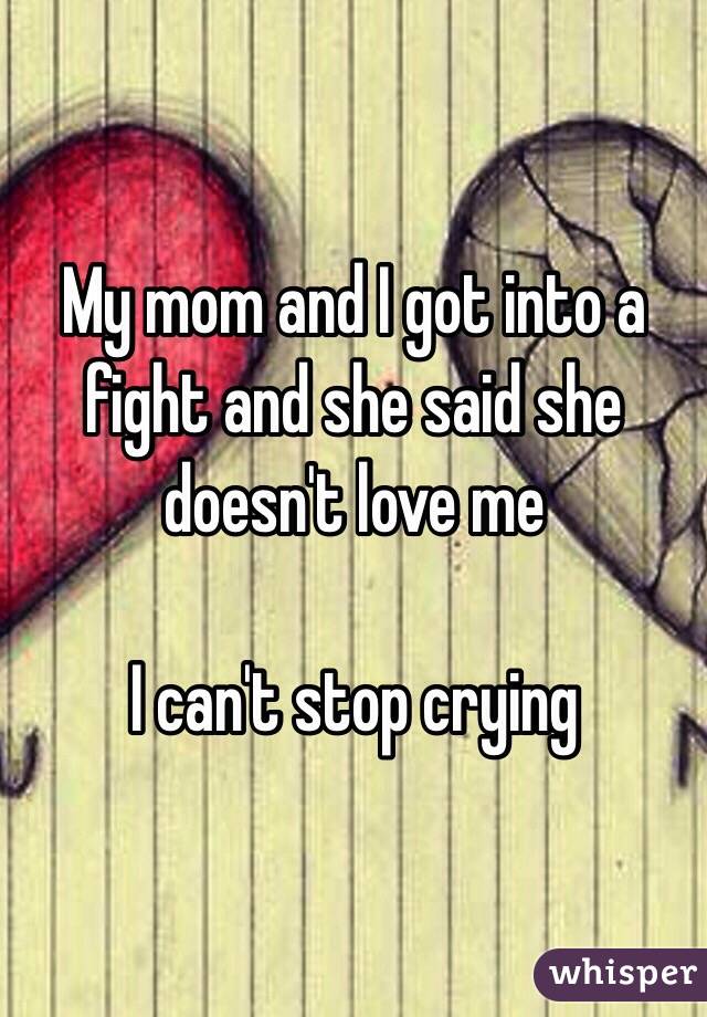 My mom and I got into a fight and she said she doesn't love me

I can't stop crying