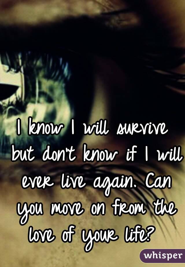 I know I will survive but don't know if I will ever live again. Can you move on from the love of your life? 