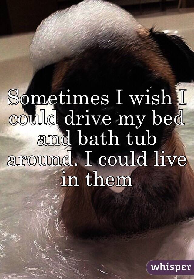 Sometimes I wish I could drive my bed and bath tub around. I could live in them