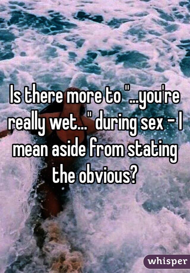 Is there more to "...you're really wet..." during sex - I mean aside from stating the obvious?