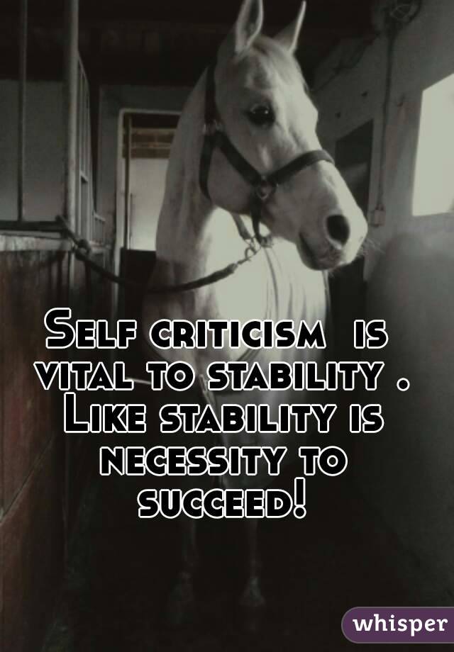 Self criticism  is vital to stability . Like stability is necessity to succeed!