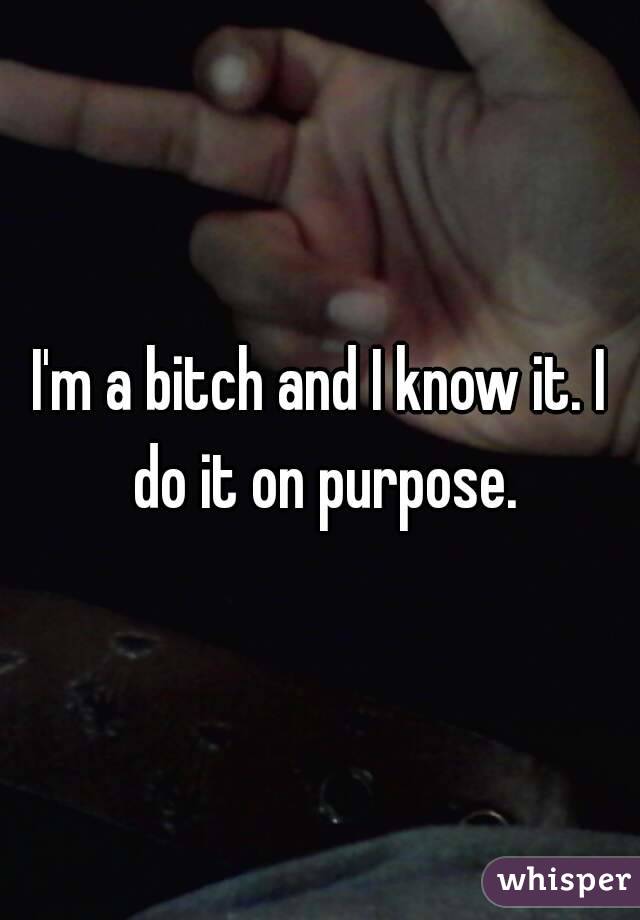 I'm a bitch and I know it. I do it on purpose.