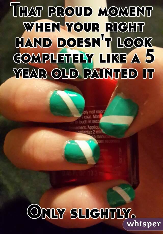 That proud moment when your right hand doesn't look completely like a 5 year old painted it








Only slightly.