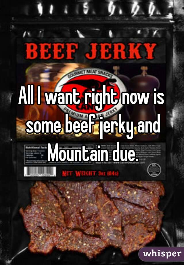 All I want right now is some beef jerky and Mountain due.