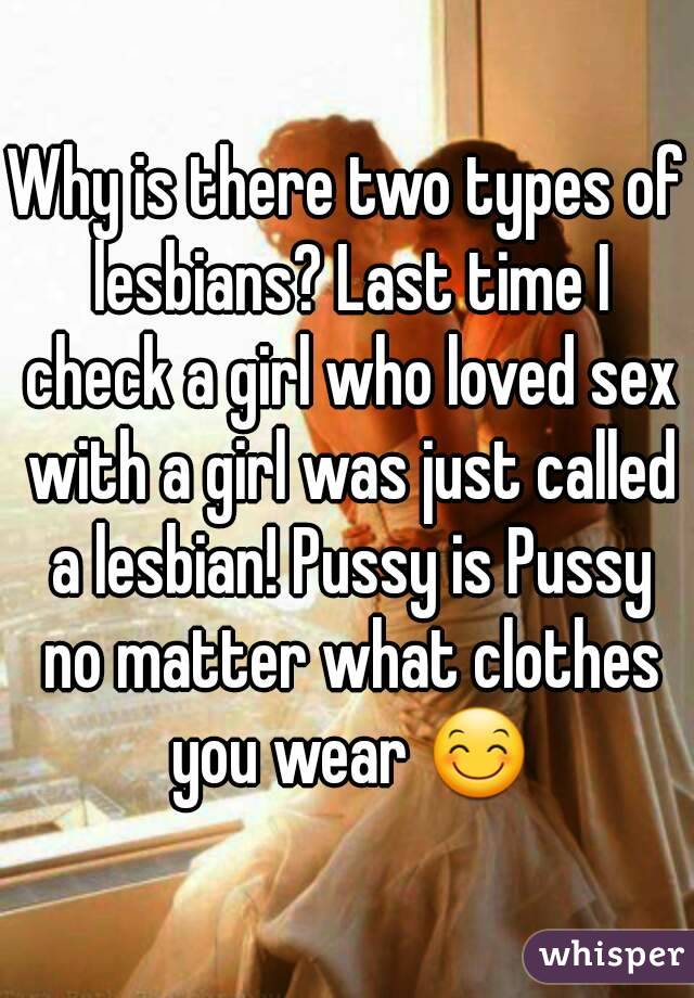 Why is there two types of lesbians? Last time I check a girl who loved sex with a girl was just called a lesbian! Pussy is Pussy no matter what clothes you wear 😊