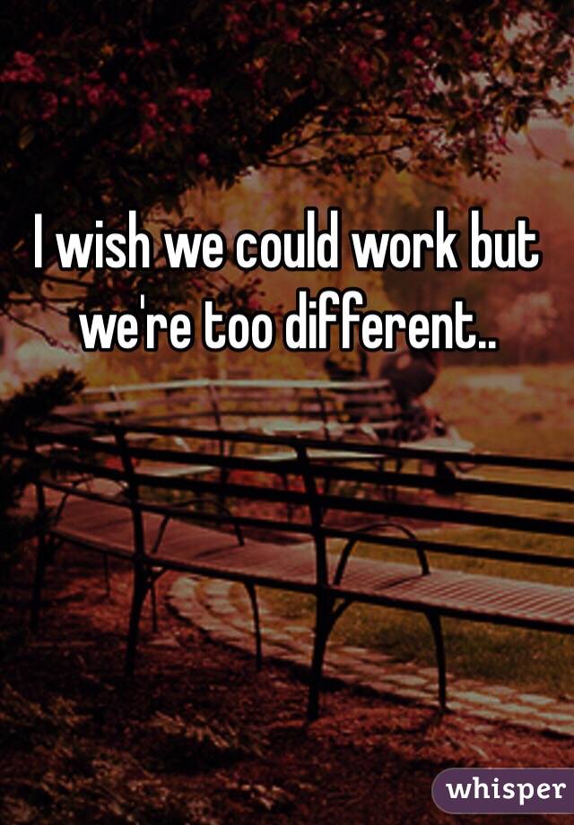 I wish we could work but we're too different..