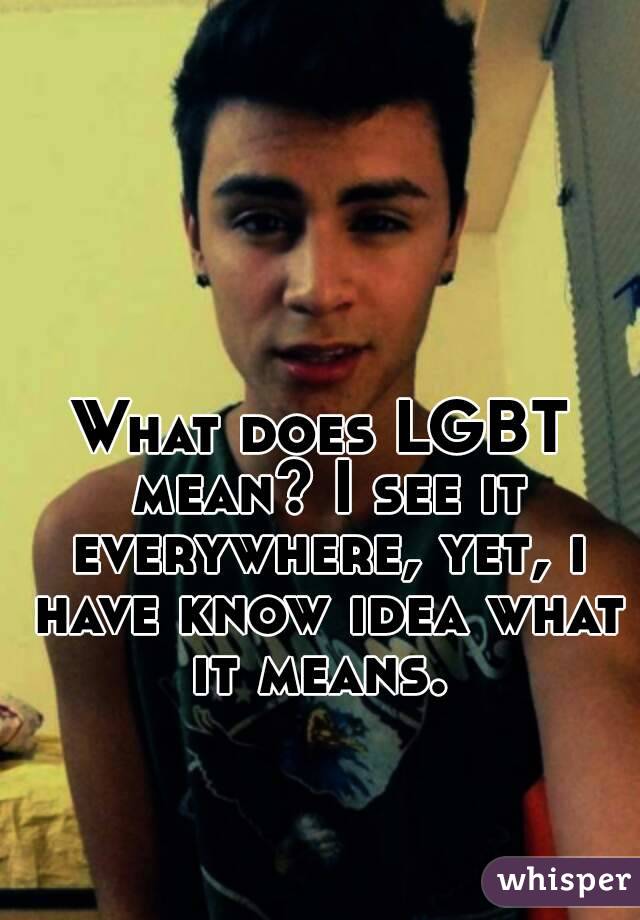 What does LGBT mean? I see it everywhere, yet, i have know idea what it means. 