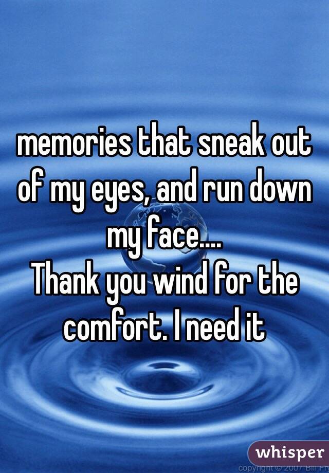 memories that sneak out of my eyes, and run down my face....
Thank you wind for the comfort. I need it