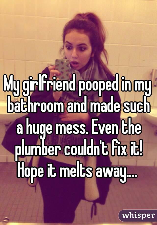 My girlfriend pooped in my bathroom and made such a huge mess. Even the plumber couldn't fix it! Hope it melts away.... 