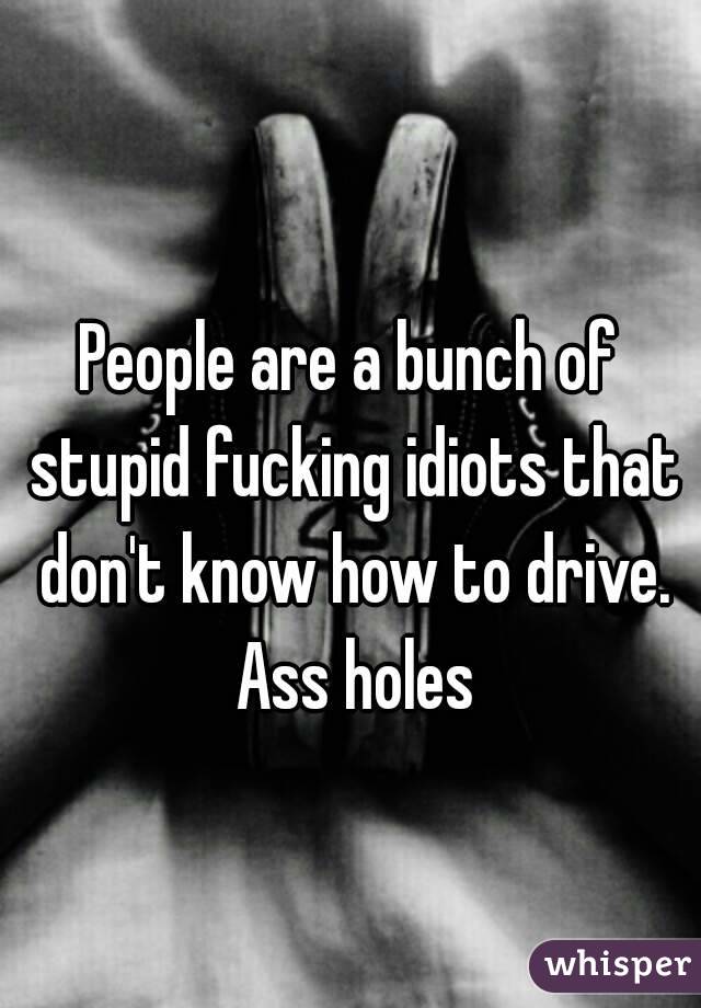 People are a bunch of stupid fucking idiots that don't know how to drive. Ass holes