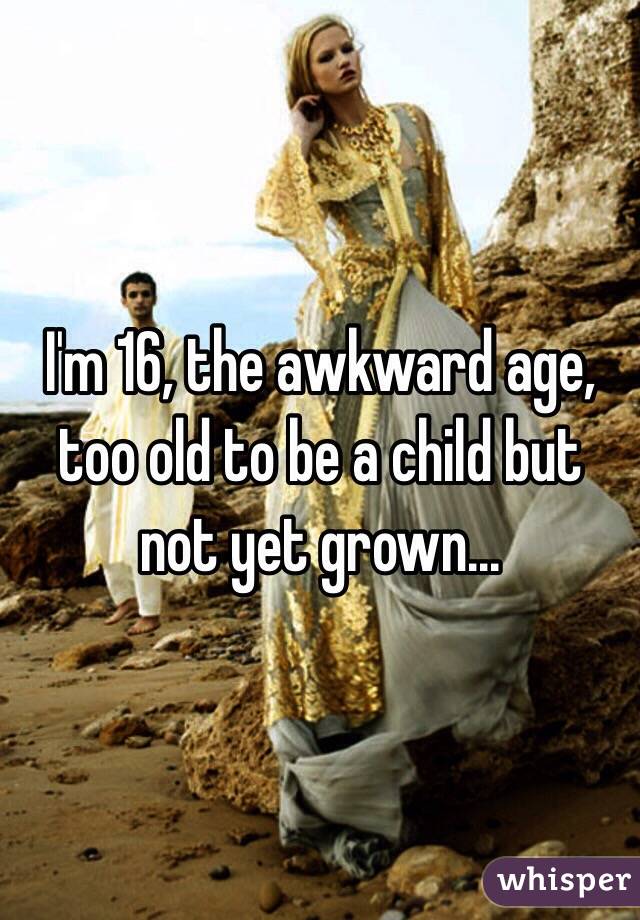 I'm 16, the awkward age, too old to be a child but not yet grown... 