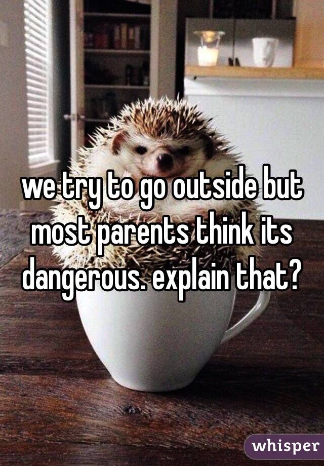 we try to go outside but most parents think its dangerous. explain that?