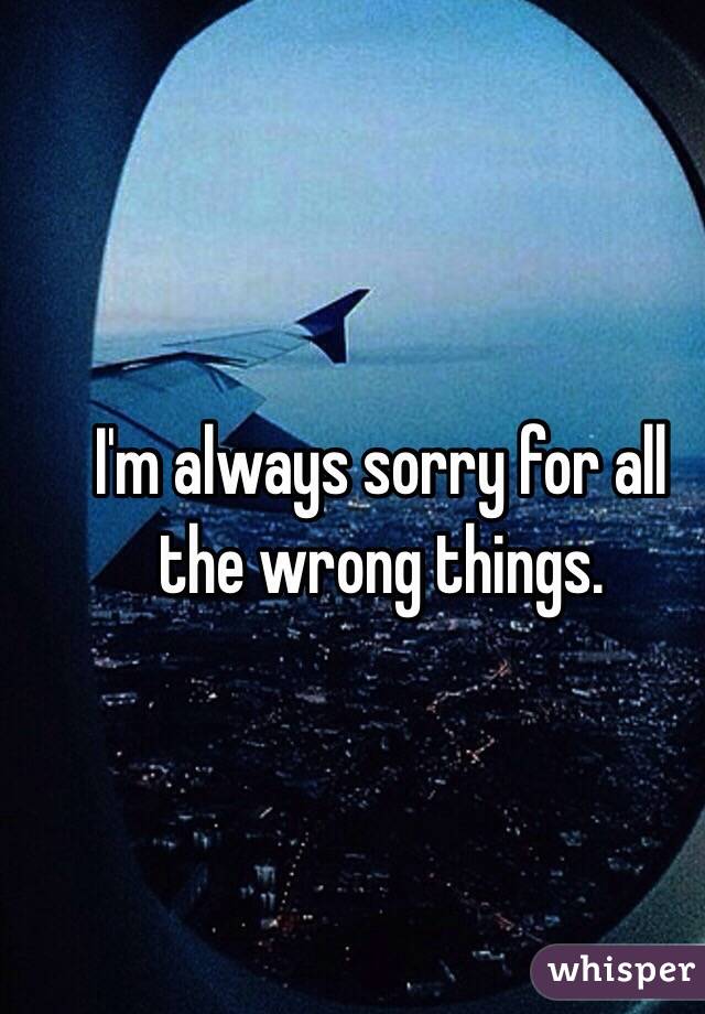 I'm always sorry for all the wrong things.