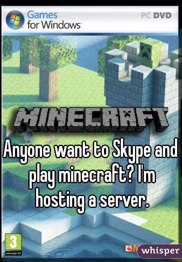 Anyone want to Skype and play minecraft? I'm hosting a server.