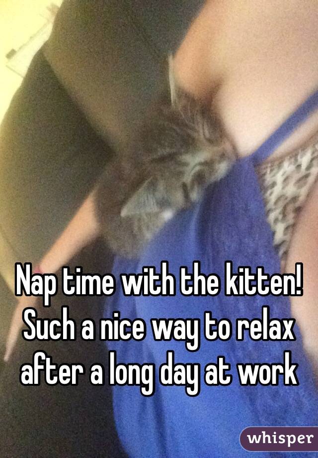 Nap time with the kitten! Such a nice way to relax after a long day at work 