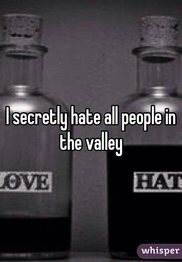I secretly hate all people in the valley