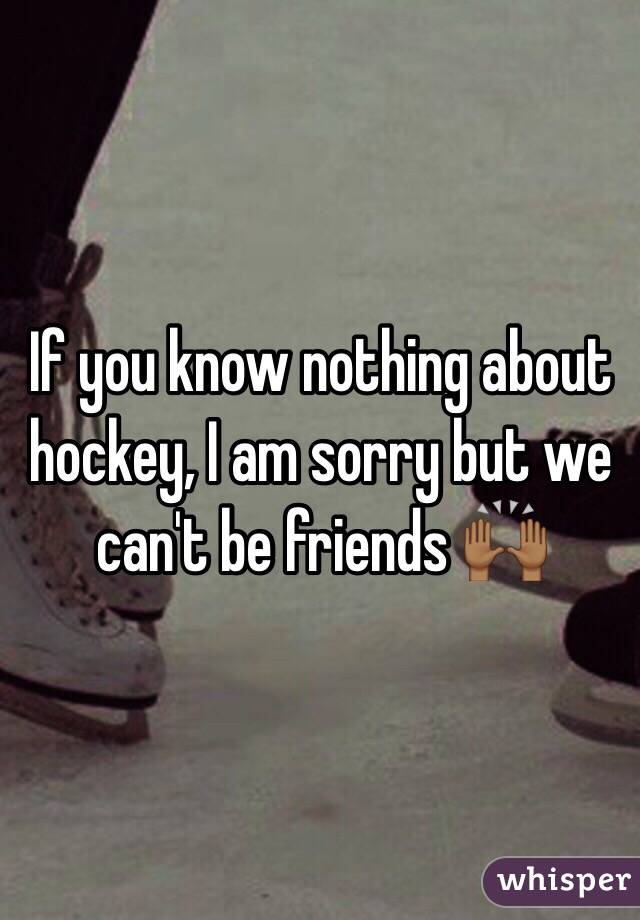 If you know nothing about hockey, I am sorry but we can't be friends 🙌🏾