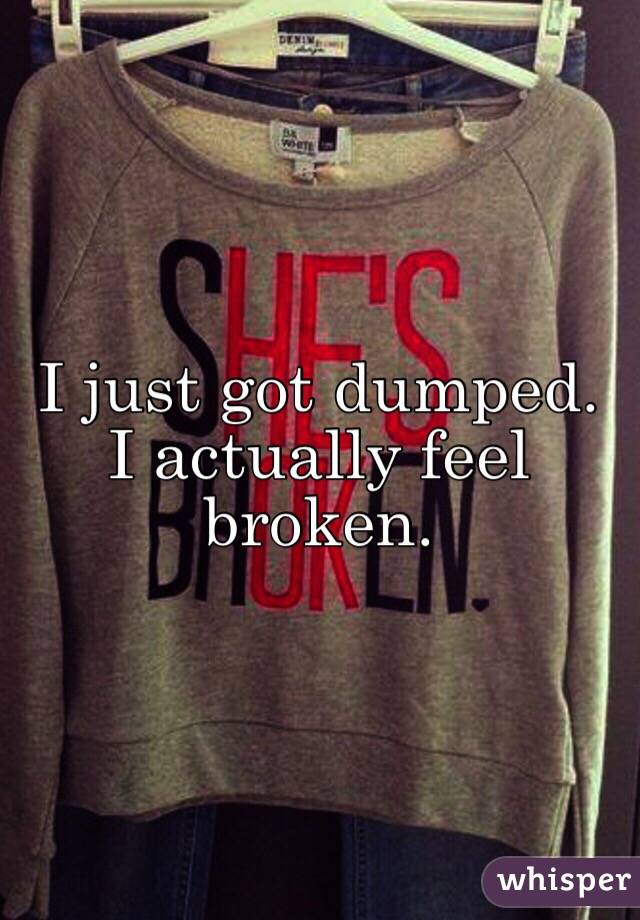 I just got dumped.
I actually feel broken. 