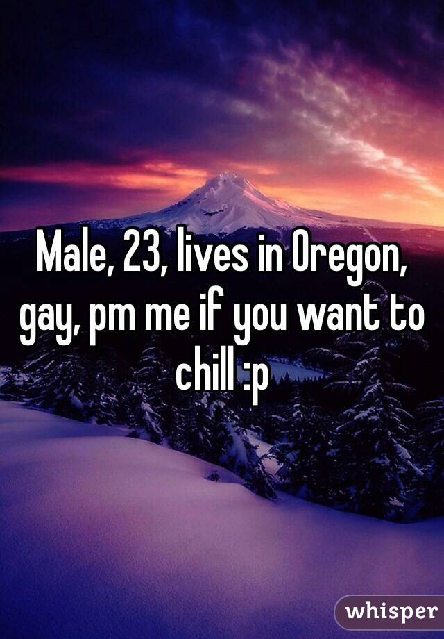 Male, 23, lives in Oregon, gay, pm me if you want to chill :p