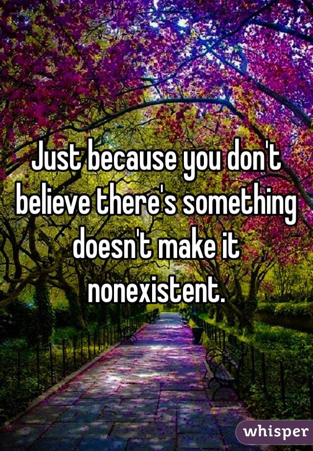 Just because you don't believe there's something doesn't make it nonexistent. 