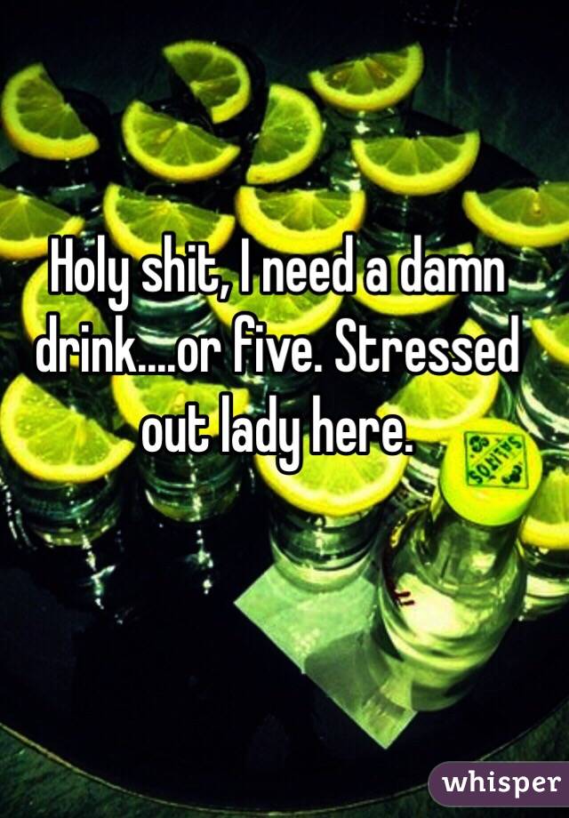 Holy shit, I need a damn drink....or five. Stressed out lady here. 