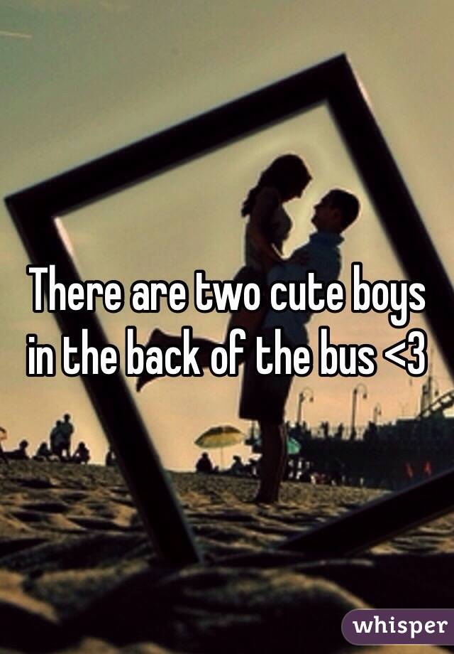 There are two cute boys in the back of the bus <3