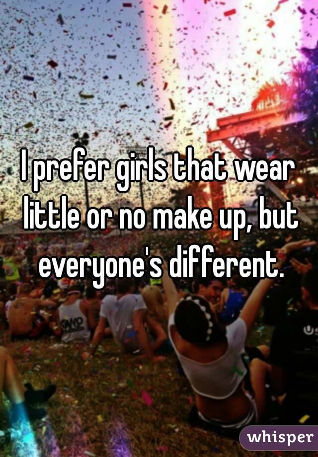 I prefer girls that wear little or no make up, but everyone's different.