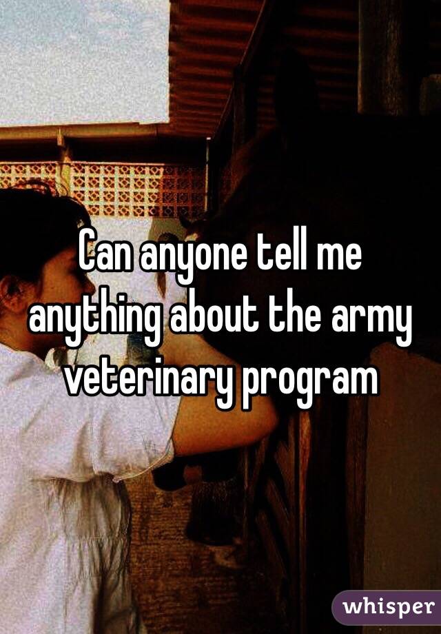 Can anyone tell me anything about the army veterinary program