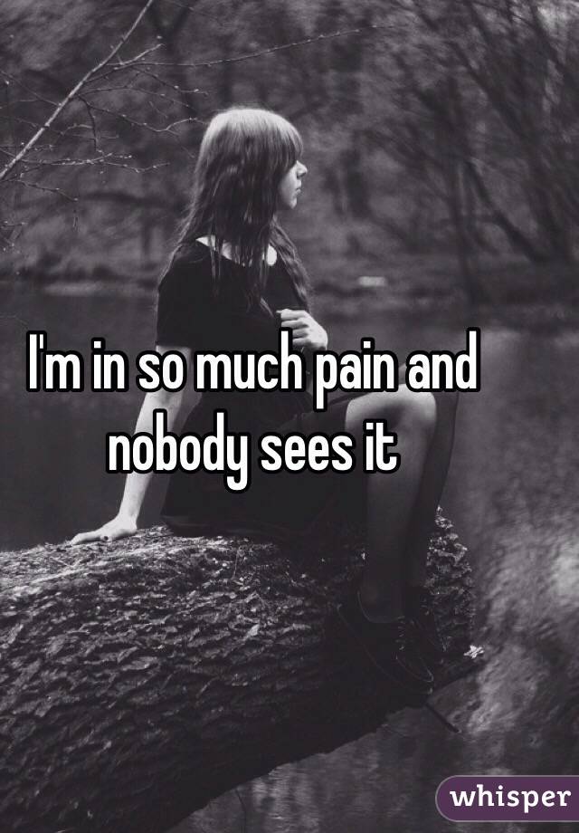 I'm in so much pain and nobody sees it
