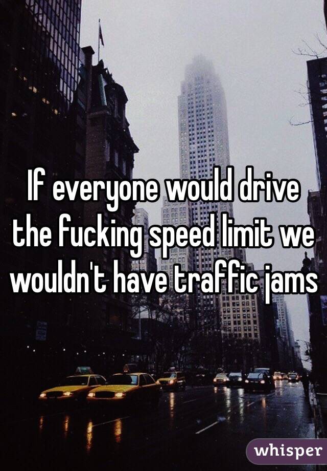 If everyone would drive the fucking speed limit we wouldn't have traffic jams