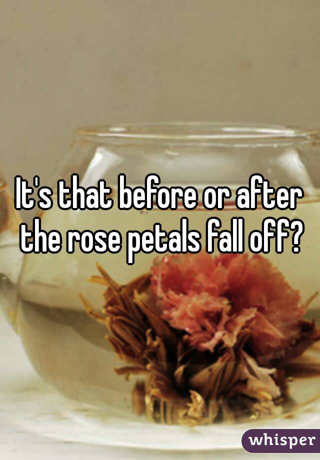 It's that before or after the rose petals fall off?