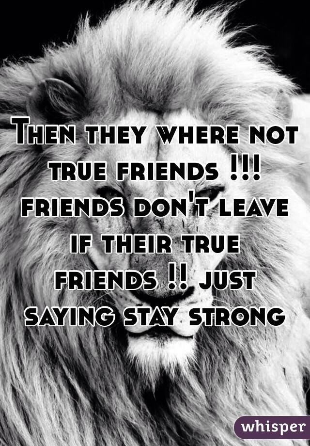 Then they where not true friends !!! friends don't leave if their true friends !! just saying stay strong 