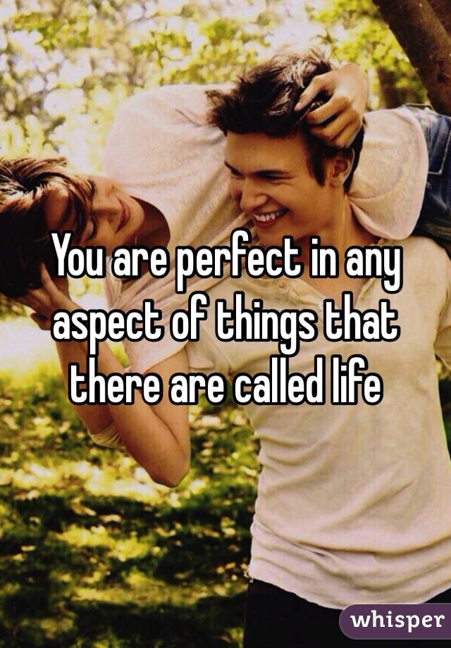 You are perfect in any aspect of things that there are called life 