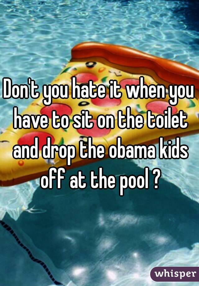 Don't you hate it when you have to sit on the toilet and drop the obama kids off at the pool ?