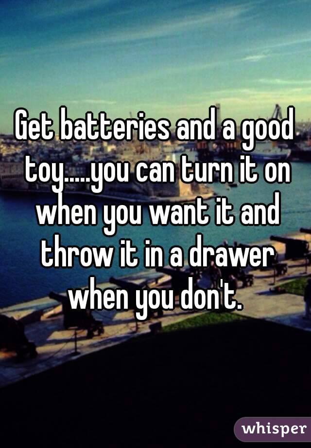 Get batteries and a good toy.....you can turn it on when you want it and throw it in a drawer when you don't. 