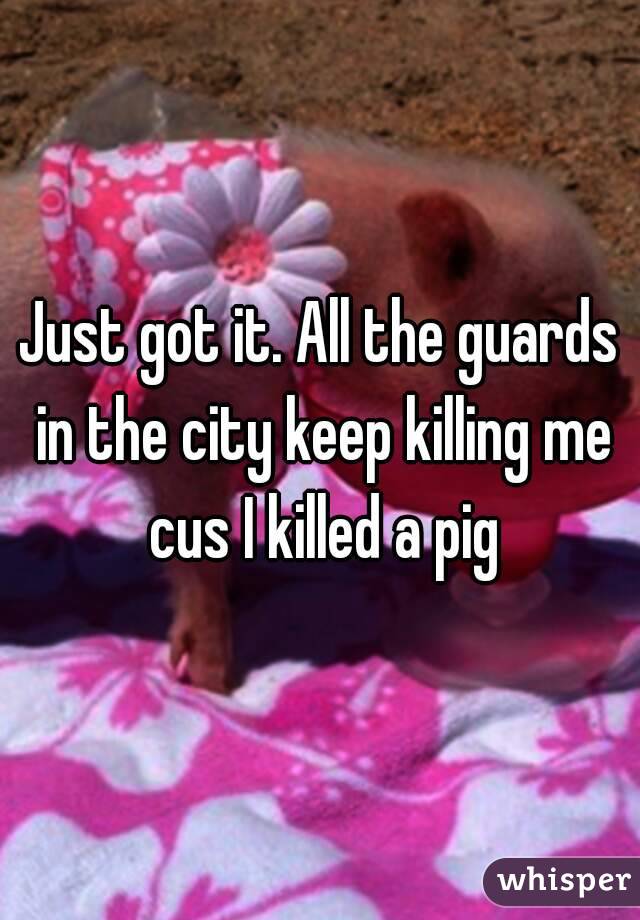 Just got it. All the guards in the city keep killing me cus I killed a pig