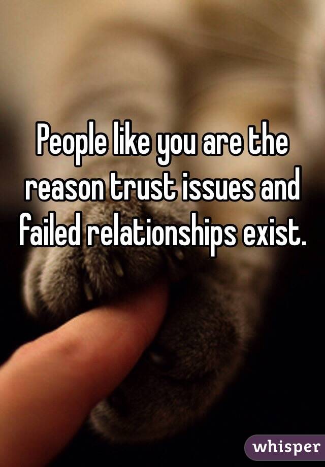 People like you are the reason trust issues and failed relationships exist.