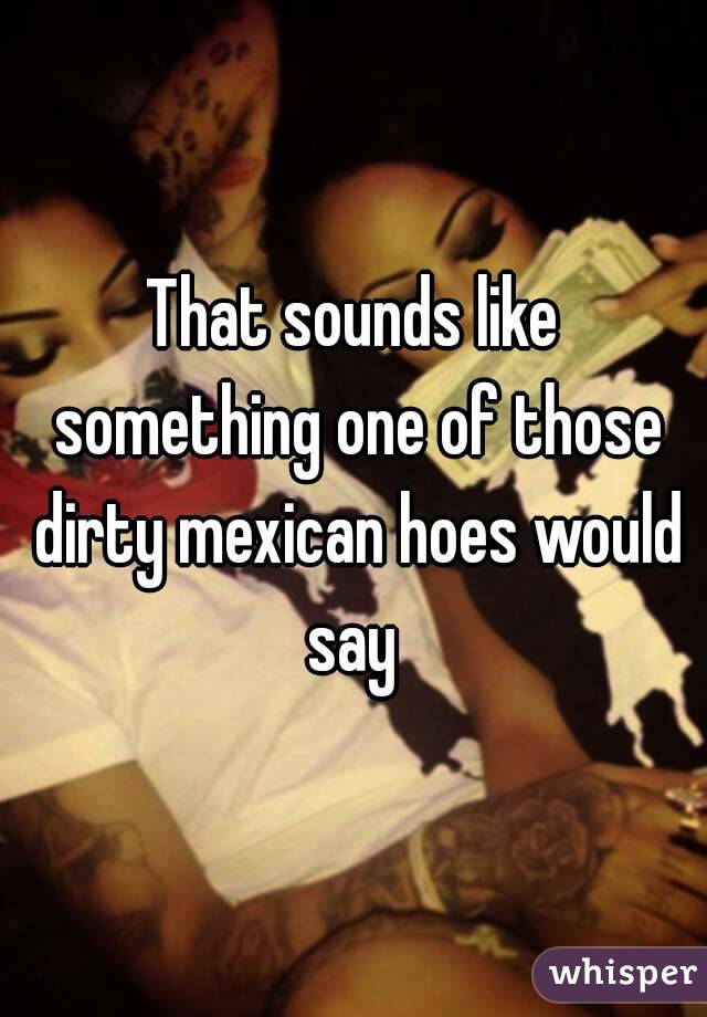 That sounds like something one of those dirty mexican hoes would say 