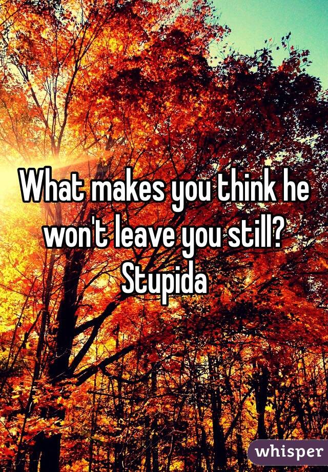 What makes you think he won't leave you still? Stupida