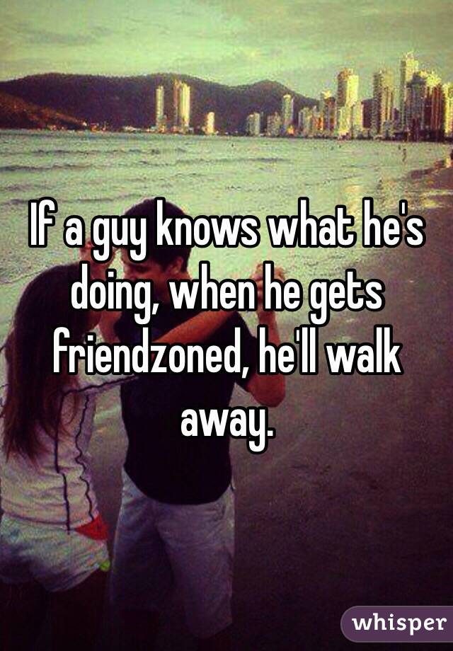 If a guy knows what he's doing, when he gets friendzoned, he'll walk away.