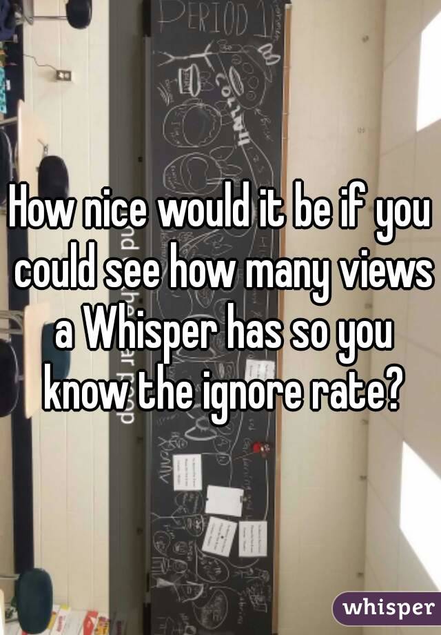 How nice would it be if you could see how many views a Whisper has so you know the ignore rate?