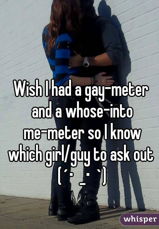 Wish I had a gay-meter and a whose-into me-meter so I know which girl/guy to ask out  (´･_･`)