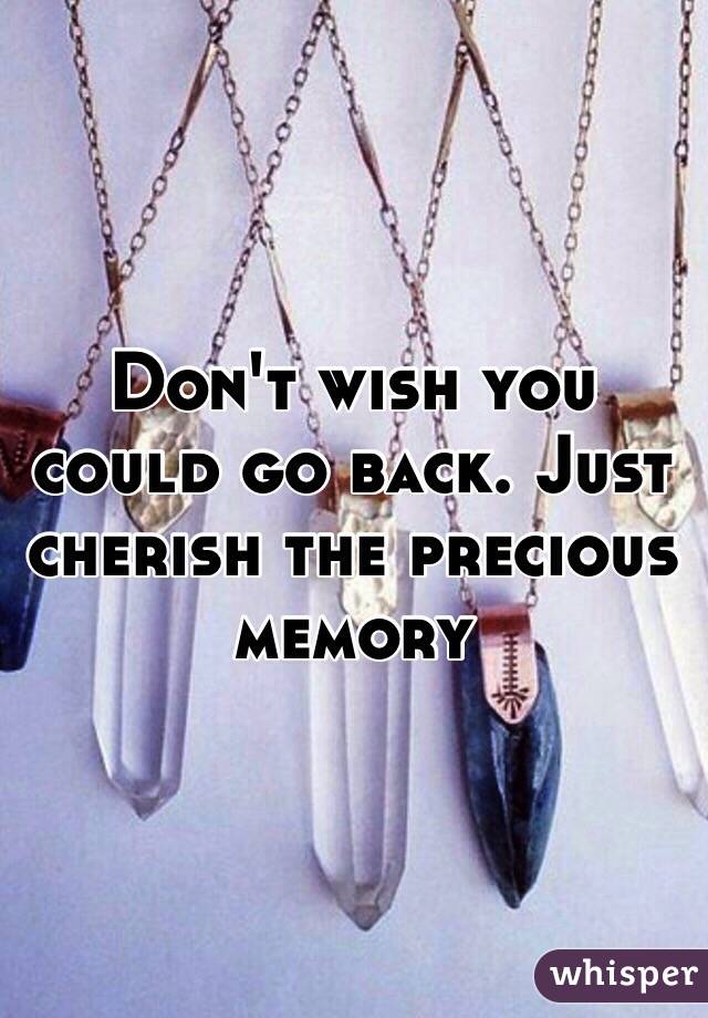 Don't wish you could go back. Just cherish the precious memory 